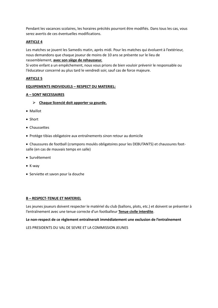 Règlement intérieur du VDS P2