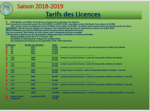 tarifs demande de licences