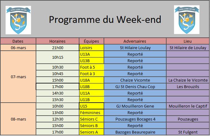 Programme Week-end 0803