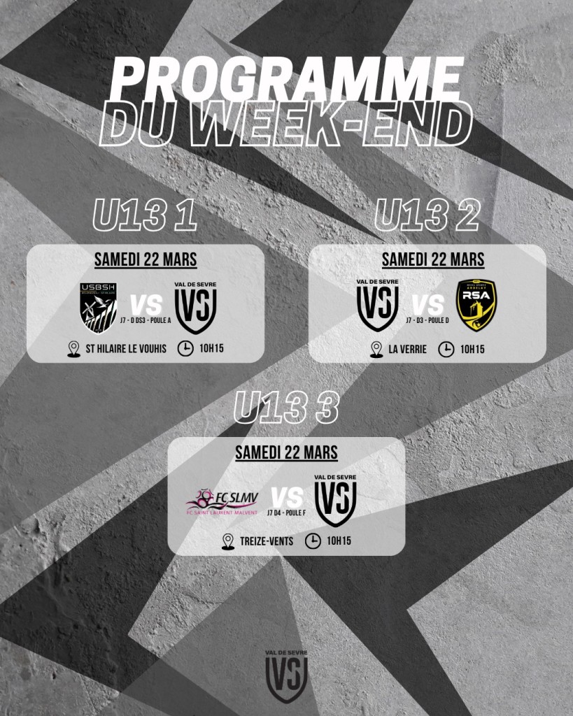 Programme Match 22-23 Mars 25 U13