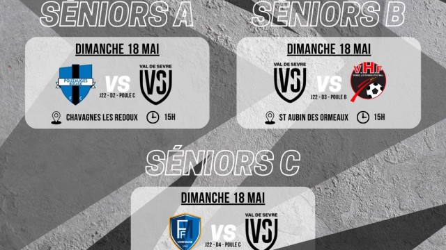 Programme Match 17-18 Mai 25 Séniors