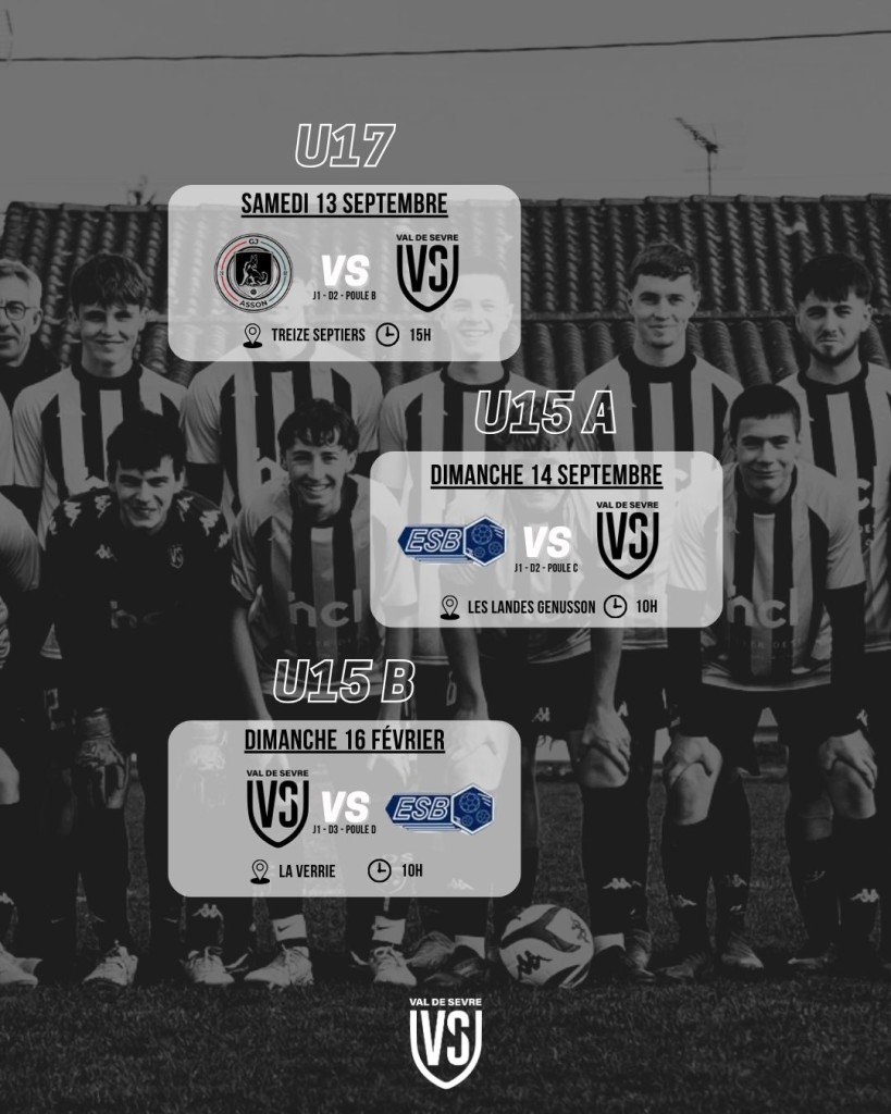 Programme Match 13-14 Septembre 2025 Jeunes Foot à 11