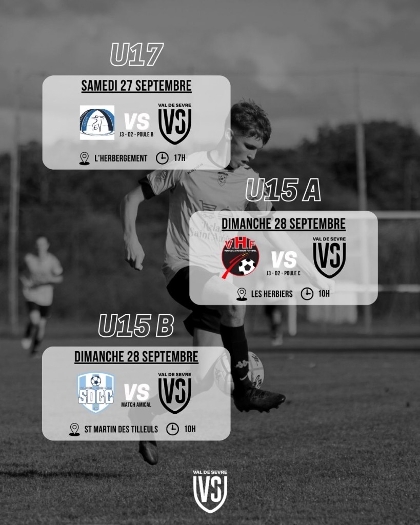 Programme Match 27-28 Septembre 2025 Jeunes Foot à 11
