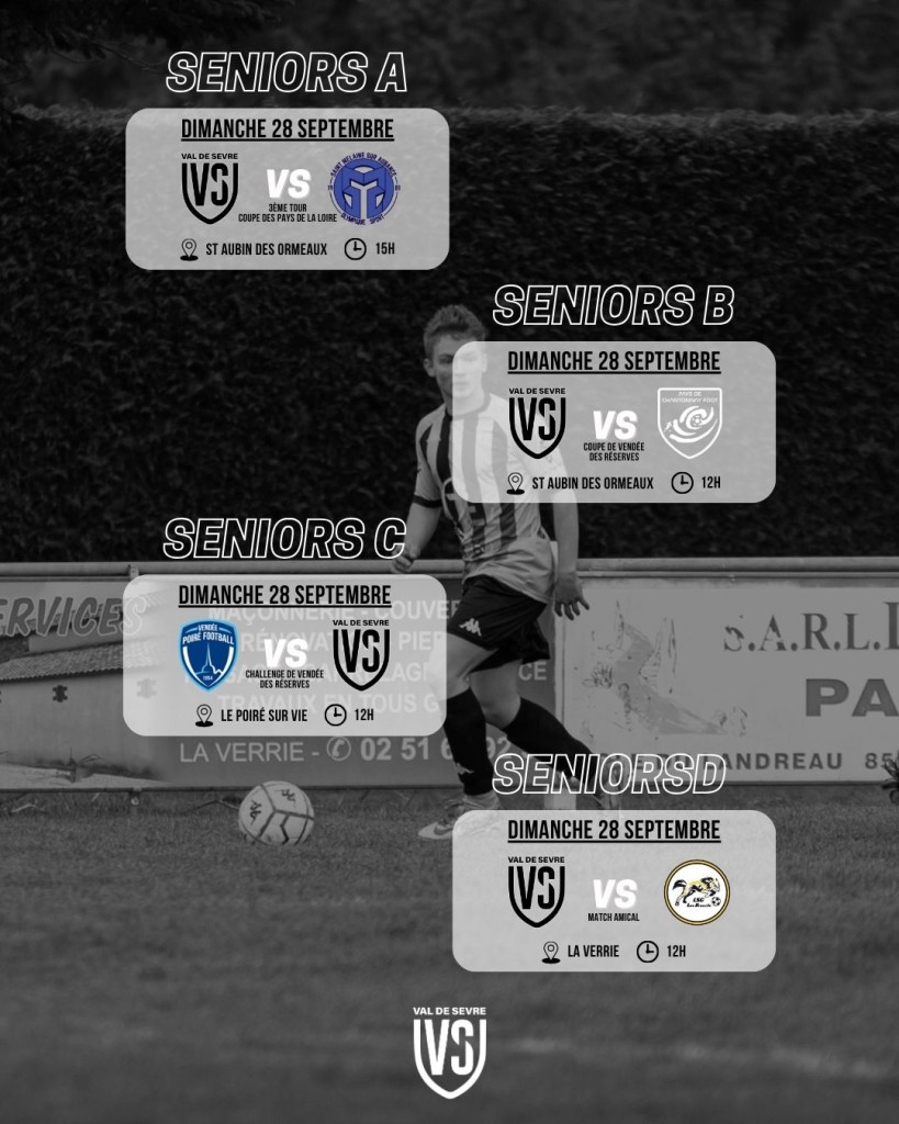 Programme Match 27-28 Septembre 2025 Séniors