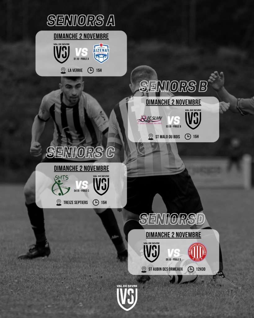 Programme Match 1-2 Novembre 2025 Séniors