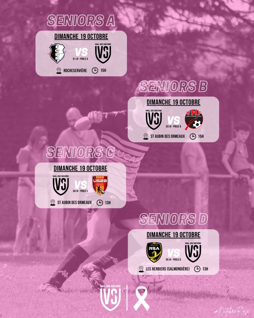 Programme Match 18-19 Octobre 2025 Séniors