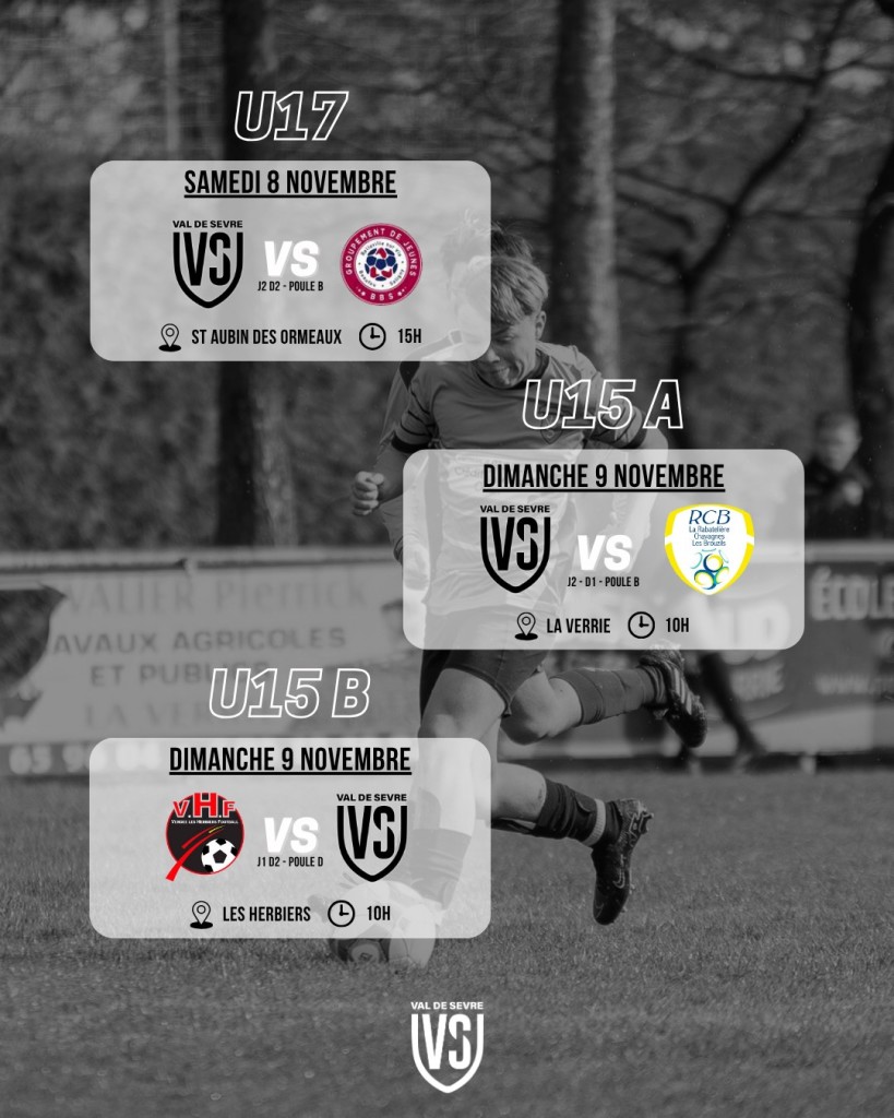 Programme Match 8-9 Novembre 2025 Jeunes Foot à 11