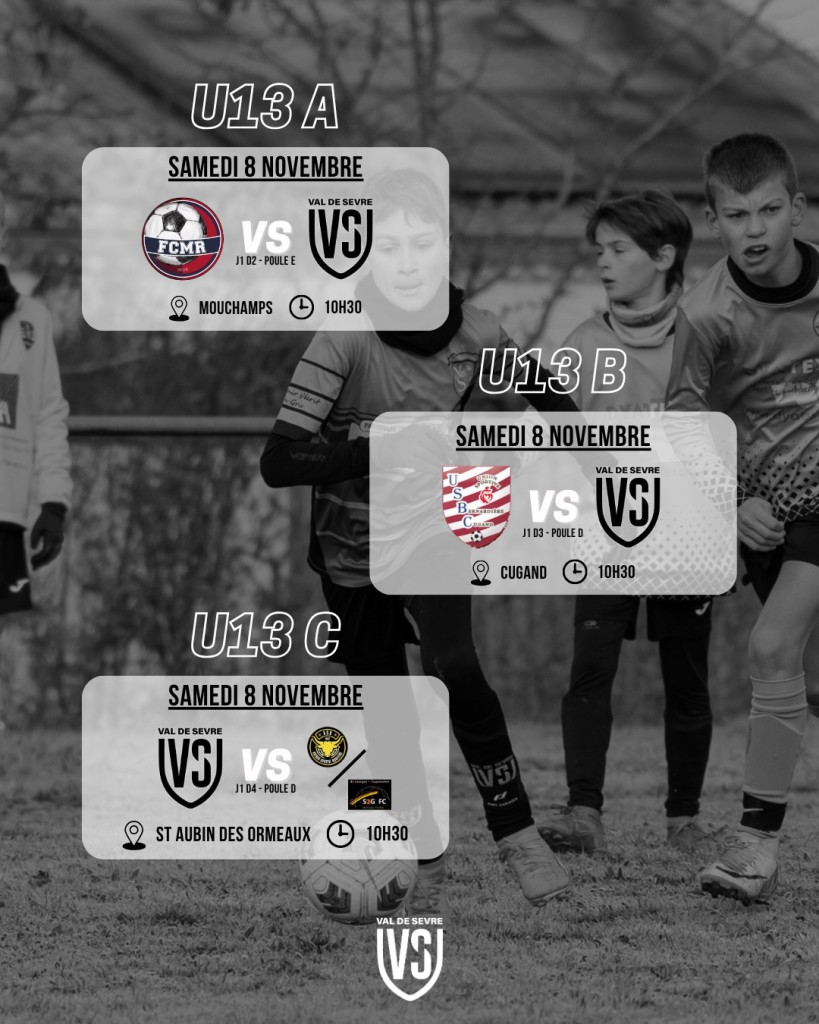 Programme Match 8-9 Novembre 2025 U13