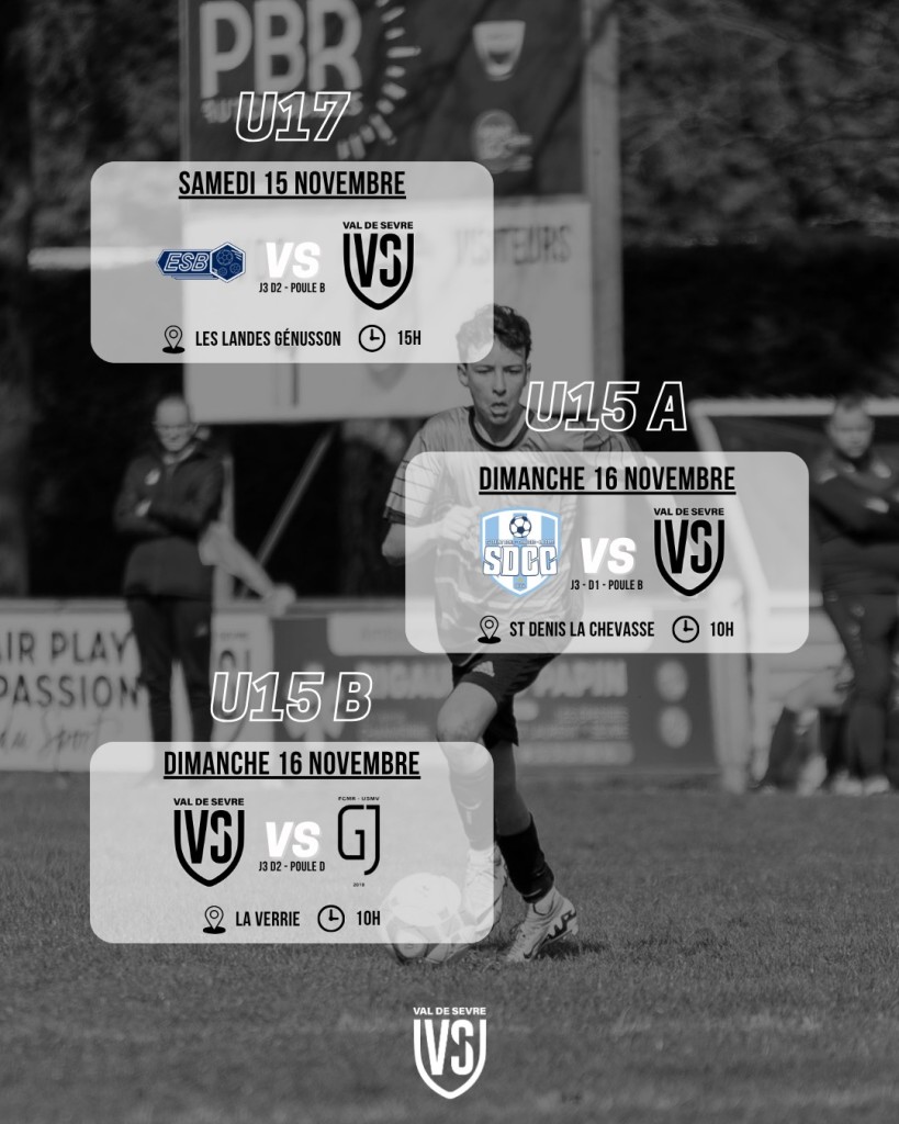 Programme Match 15-16 Novembre 2025 Jeunes Foot à 11
