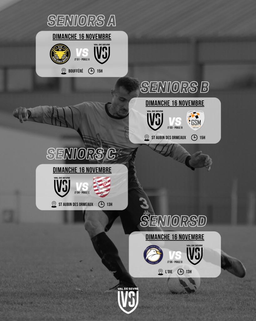 Programme Match 15-16 Novembre 2025 Séniors