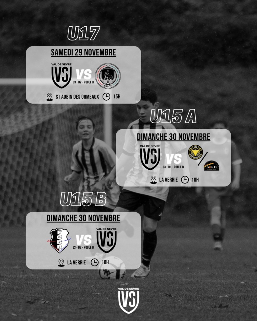 Programme Match 29-30 Novembre 2025 Jeunes Foot à 11