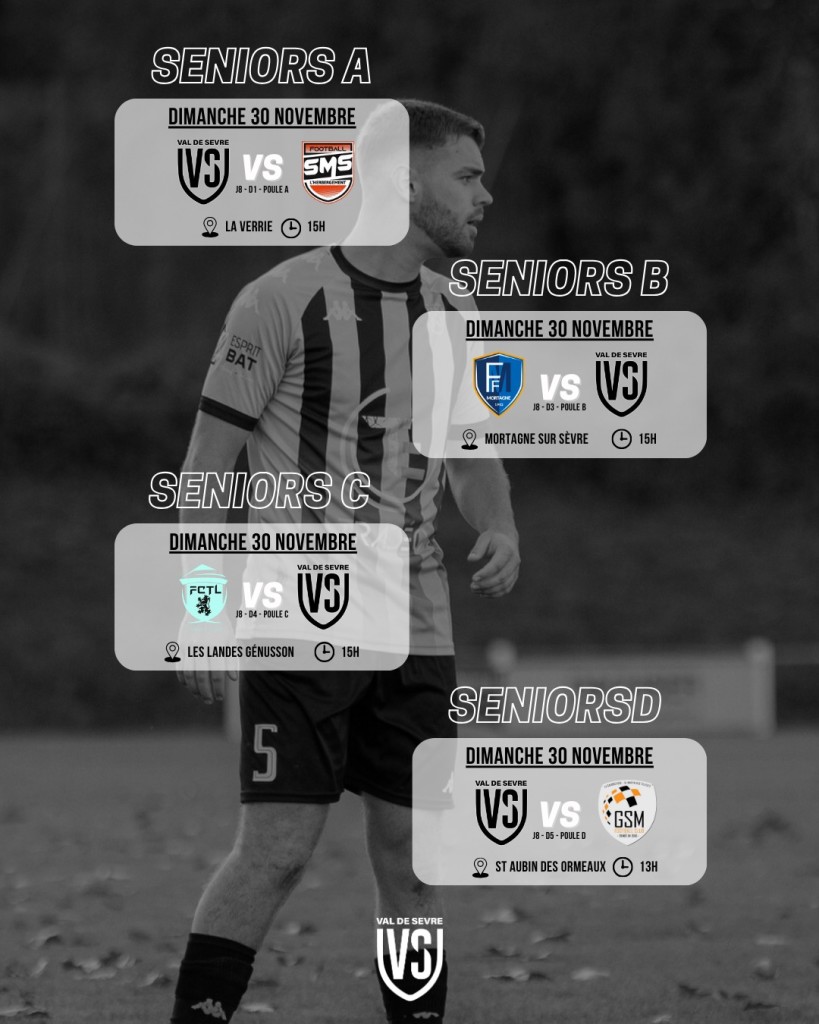 Programme Match 29-30 Novembre 2025 Séniors