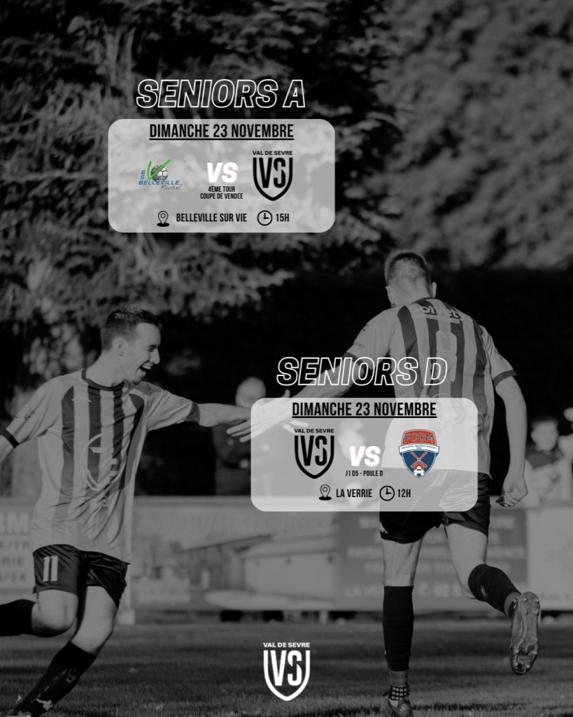 Programme Match 22-23 Novembre 2025 Séniors