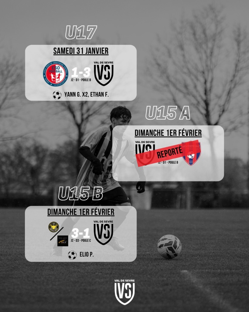 Résultats Match 31 Janvier-1er Février 2026 Jeunes Foot à 11