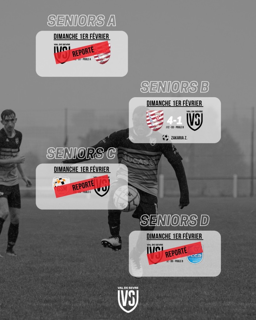Résultats Match 31 Janvier-1er Février 2026 Séniors