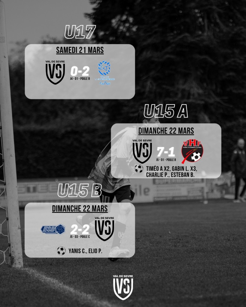 Résultats Match 21-22 Mars 2026 Jeunes Foot à 11