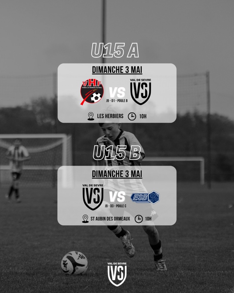 Programme Match 2-3 Mai 2026 Jeunes Foot à 11