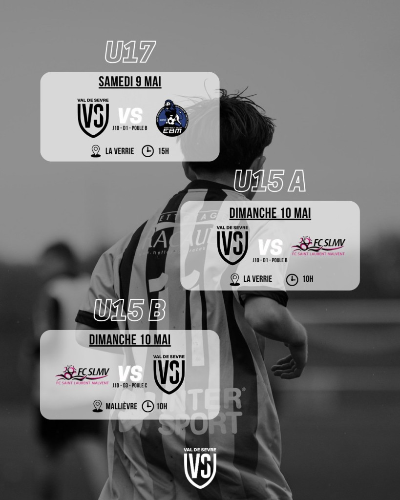 Programme Match 9-10 Mai 2026 Jeunes Foot à 11