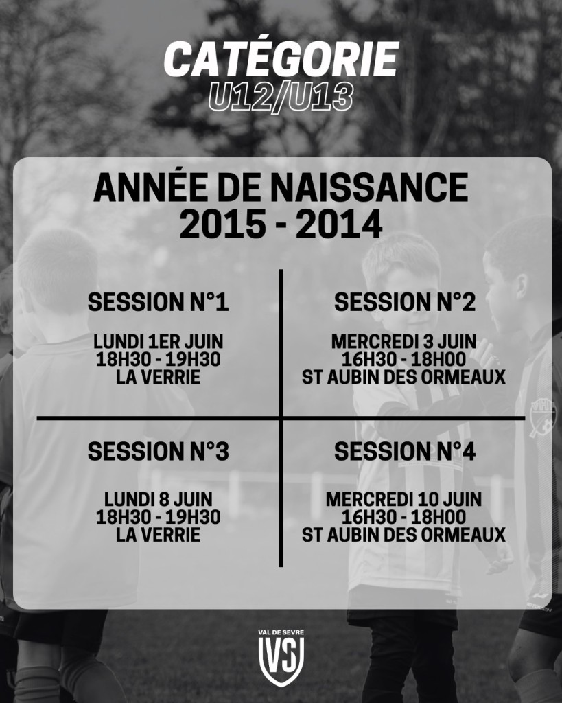 Portes Ouvertes Juin 2026 U12-U13