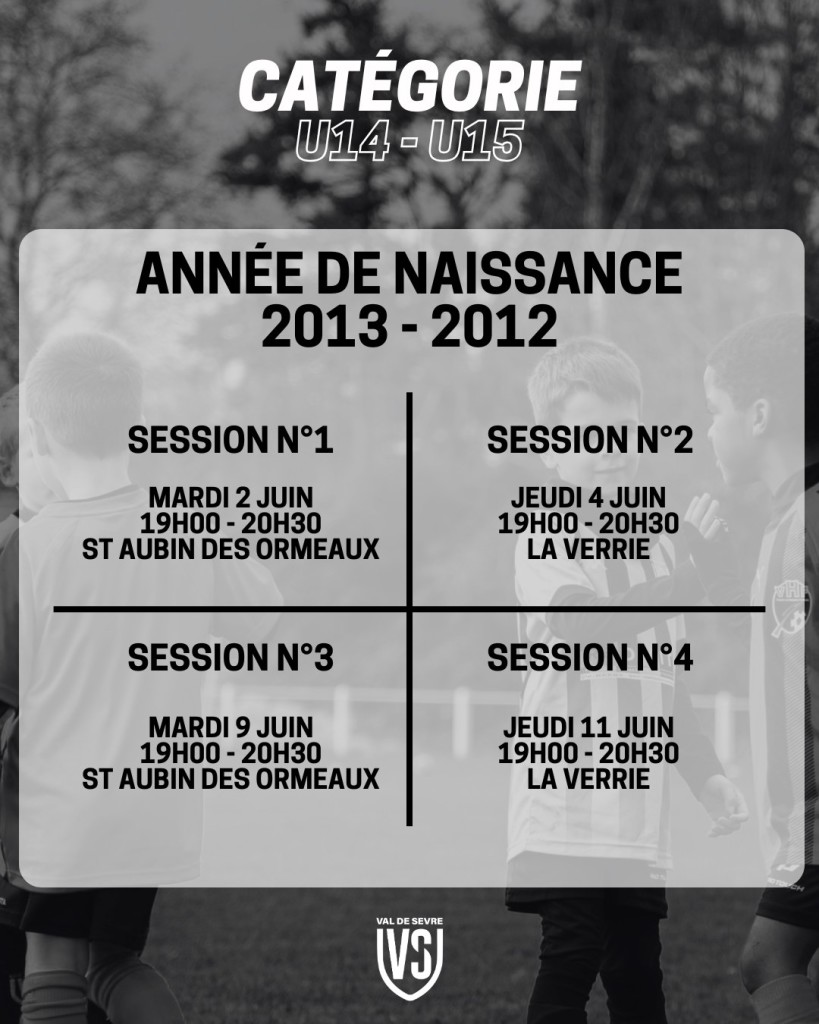 Portes Ouvertes Juin 2026 U14-U15